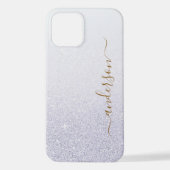 Eleganter Glitzer mit Monogramm Name iPhone Hülle (Rückseite)