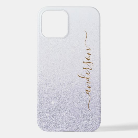 Eleganter Glitzer mit Monogramm Name iPhone Hülle (Rückseite)