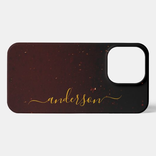 Eleganter Glitzer mit Monogramm Name iPhone Hülle (Rückseite (Horizontal))