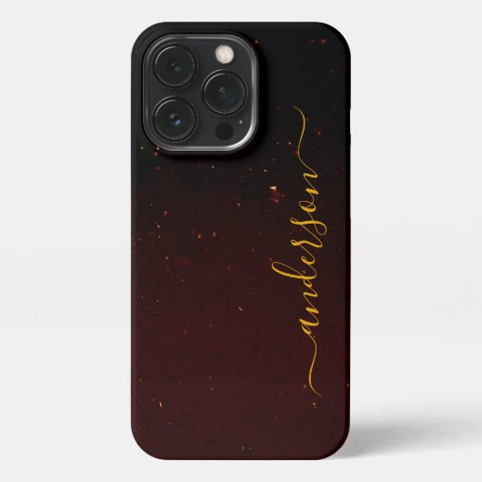 Eleganter Glitzer mit Monogramm Name iPhone Hülle (Rückseite)