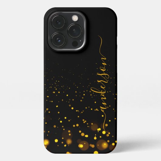 Eleganter Glitzer mit Monogramm Name iPhone Hülle (Rückseite)