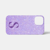 Eleganter Glitzer mit Monogramm Name iPhone Hülle (Rückseite (Horizontal))