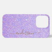 Eleganter Glitzer mit Monogramm Name iPhone Hülle (Rückseite (Horizontal))