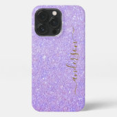 Eleganter Glitzer mit Monogramm Name iPhone Hülle (Rückseite)