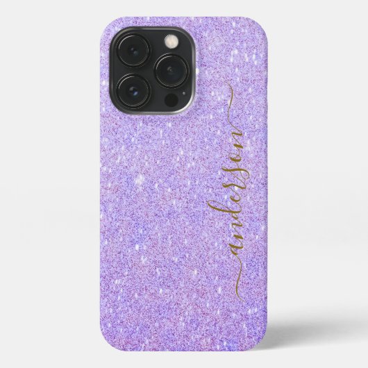 Eleganter Glitzer mit Monogramm Name iPhone Hülle (Rückseite)