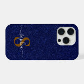 Eleganter Glitzer mit Monogramm Name iPhone Hülle (Rückseite (Horizontal))