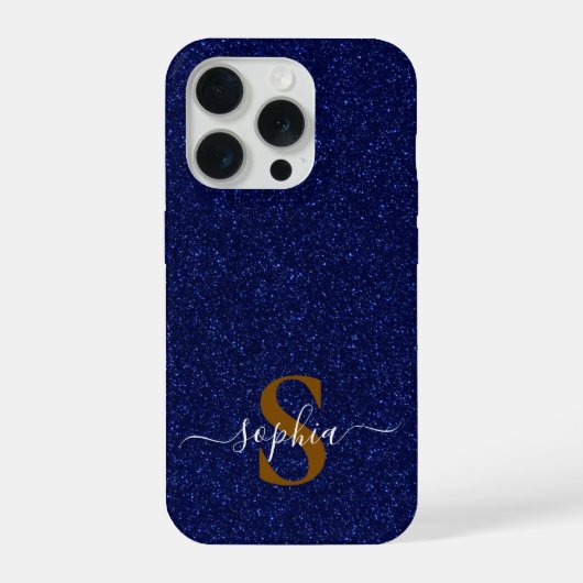 Eleganter Glitzer mit Monogramm Name iPhone Hülle (Rückseite)