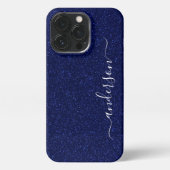 Eleganter Glitzer mit Monogramm Name iPhone Hülle (Rückseite)