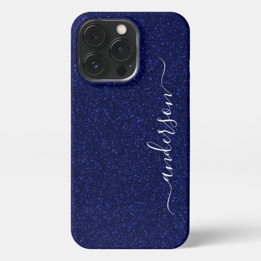 Eleganter Glitzer mit Monogramm Name iPhone Hülle (Rückseite)