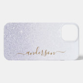 Eleganter Glitzer mit Monogramm Name iPhone Hülle (Rückseite (Horizontal))