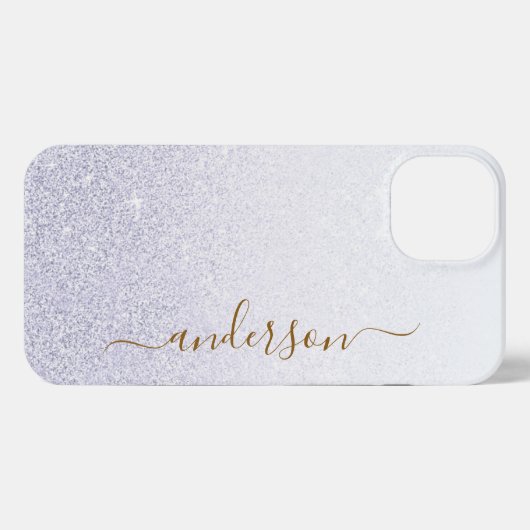 Eleganter Glitzer mit Monogramm Name iPhone Hülle (Rückseite (Horizontal))
