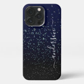Eleganter Glitzer mit Monogramm Name iPhone Hülle (Rückseite)