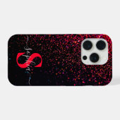 Eleganter Glitzer mit Monogramm Name iPhone Hülle (Rückseite (Horizontal))