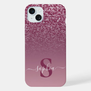 Eleganter Glitzer mit Monogramm Name iPhone 15 Plus Hülle