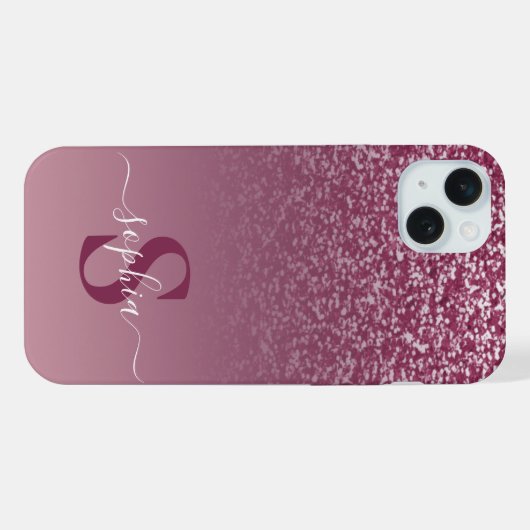 Eleganter Glitzer mit Monogramm Name iPhone Hülle (Rückseite (Horizontal))