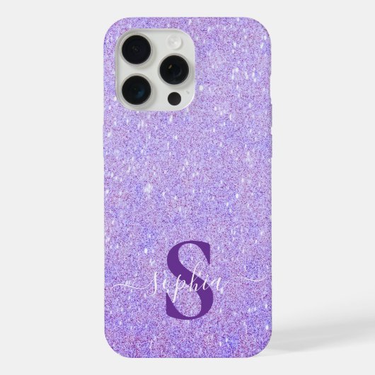 Eleganter Glitzer mit Monogramm Name iPhone Hülle (Rückseite)