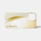 Eleganter Glitzer mit Monogramm Name iPhone Hülle (Rückseite (Horizontal))