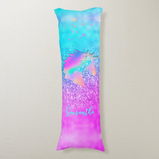 Eleganter Glitzer mit Regenbogen Seitenschläferkissen (Vorderseite Vertikal)