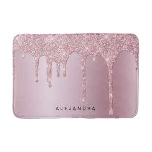 Eleganter Glitzer mit rosa Rosengold Tropfen Badematte