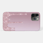 Eleganter Glitzer mit rosa Rosengold Tropfen Case-Mate iPhone Hülle (Rückseite (Horizontal))