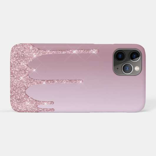Eleganter Glitzer mit rosa Rosengold Tropfen Case-Mate iPhone Hülle (Rückseite (Horizontal))