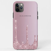 Eleganter Glitzer mit rosa Rosengold Tropfen Case-Mate iPhone Hülle (Rückseite)
