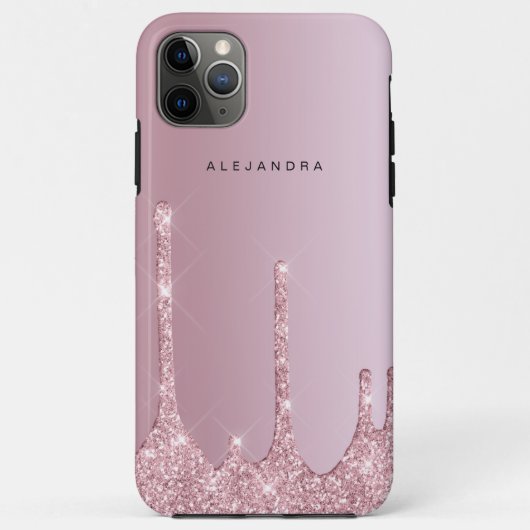 Eleganter Glitzer mit rosa Rosengold Tropfen Case-Mate iPhone Hülle (Rückseite)