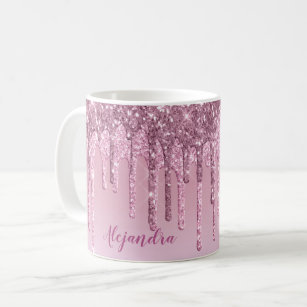 Eleganter Glitzer mit rosa Rosengold Tropfen Kaffeetasse