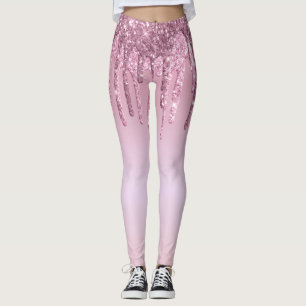 Eleganter Glitzer mit rosa Rosengold Tropfen Leggings