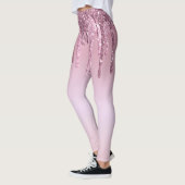 Eleganter Glitzer mit rosa Rosengold Tropfen Leggings (Links)