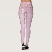 Eleganter Glitzer mit rosa Rosengold Tropfen Leggings (Rückseite)