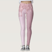 Eleganter Glitzer mit rosa Rosengold Tropfen Leggings (Vorderseite)
