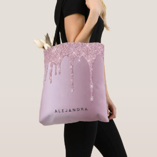 Eleganter Glitzer mit rosa Rosengold Tropfen Tasche