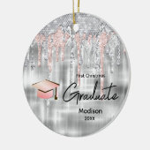 Eleganter Glitzer-Monogramm-Graduate Keramik Ornament (Links)