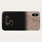 Eleganter Glitzer Ombre Black Monogram Case-Mate iPhone Hülle (Rückseite (Horizontal))