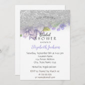 Eleganter Glitzer Ombre, Blume Brautparty Einladung (Vorne/Hinten)