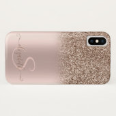 Eleganter Glitzer Ombre Rose Gold Monogram Case-Mate iPhone Hülle (Rückseite (Horizontal))