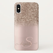 Eleganter Glitzer Ombre Rose Gold Monogram Case-Mate iPhone Hülle (Rückseite)