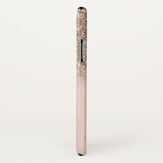 Eleganter Glitzer Ombre Rose Gold Monogram Case-Mate iPhone Hülle (Hinten/Rechts)