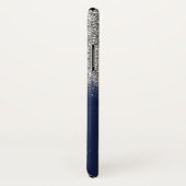 Eleganter Glitzer Ombre Silver Monogram Navy Blue Case-Mate iPhone Hülle (Hinten/Rechts)