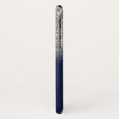 Eleganter Glitzer Ombre Silver Monogram Navy Blue Case-Mate iPhone Hülle (Hinten/Links)