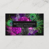 Eleganter Glitzer Peacock Feather Visitenkarte (Vorderseite)