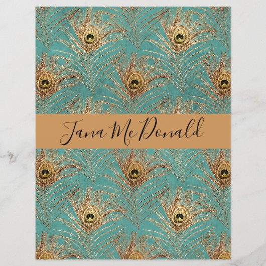 Eleganter Glitzer Peacock Feathers Personalisiert (Vorderseite)
