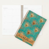 Eleganter Glitzer Peacock Feathers Personalisiert Planer (Anzeige)