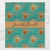 Eleganter Glitzer Peacock Feathers Personalisiert Weinetikett (Einzelnes Label)