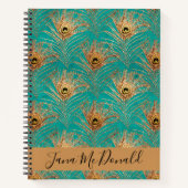 Eleganter Glitzer Peacock Feathers Sketch/Story Notizblock (Vorderseite)