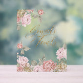 Eleganter Glitzer Peony Florals Süßigkeiten & Leck Acrylschild (Neutral)