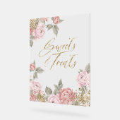 Eleganter Glitzer Peony Florals Süßigkeiten & Leck Acrylschild (Winkel)