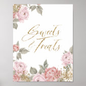 Eleganter Glitzer Peony Florals Süßigkeiten & Leck Poster (Vorne)