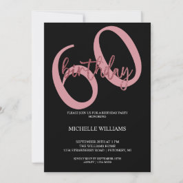 Eleganter Glitzer Pink Calligraphy Birthday Invita Einladung